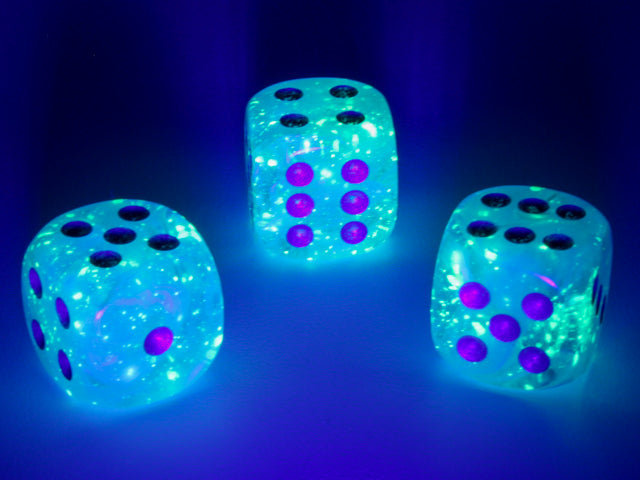 Luminary Sky/silver 16mm d6 Dice Block (12 dice)