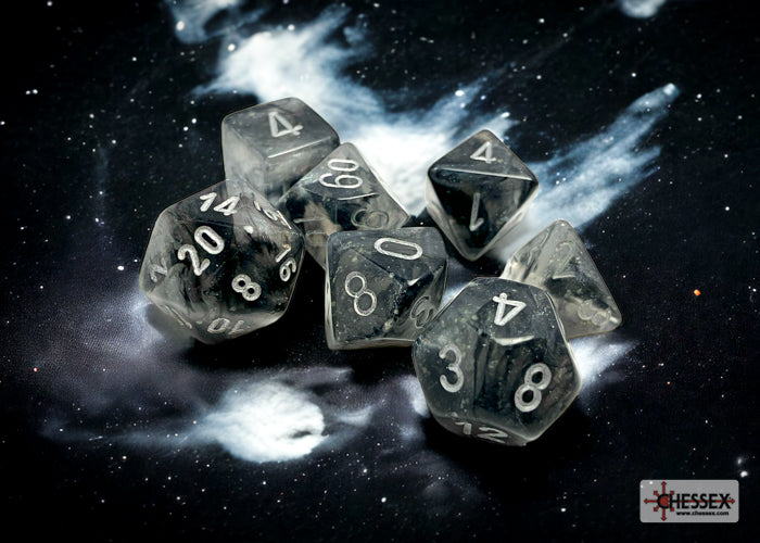 Borealis Light Smoke/silver Luminary Polyhedral 7-Dice Set