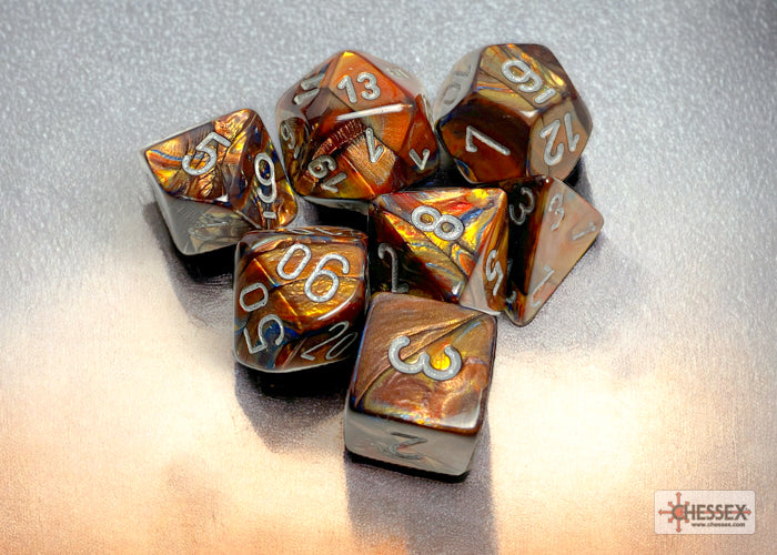 Lustrous Gold/silver Polyhedral 7-Dice Set