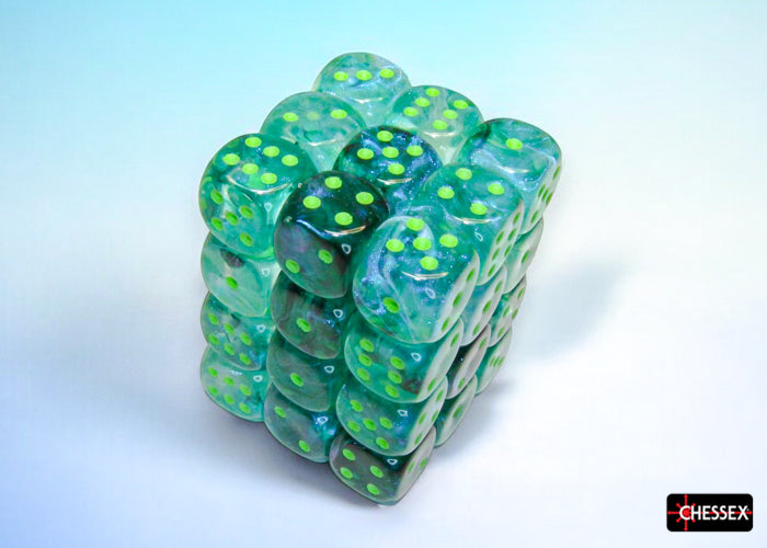 Borealis Kelp/light green Luminary 12mm d6 Dice Block (36 dice)