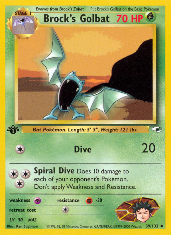 golbat pokemon card Brock's Golbat (39/132) [Gym Heroes 1st Edition]