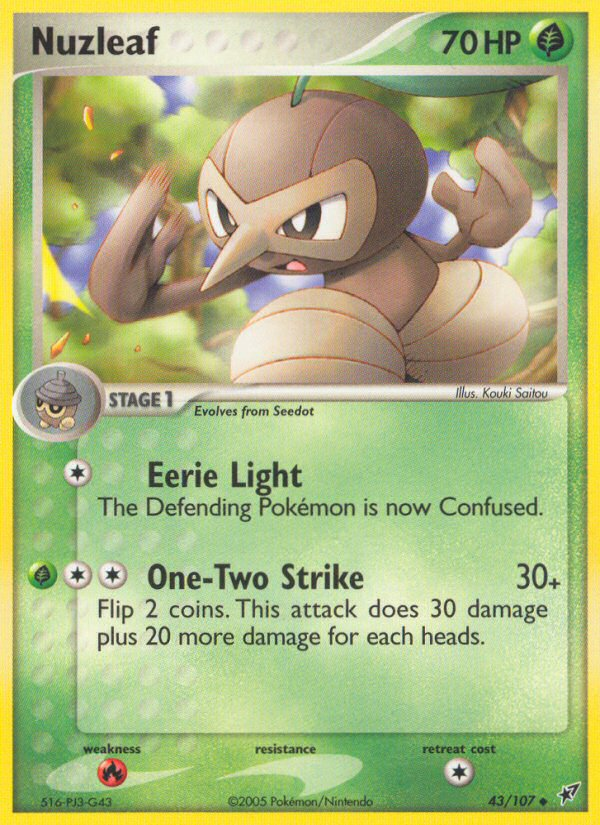 pokemon nuzleaf card (43/107) [EX: Deoxys] Pokémon Hit Points80 HP NO.:83983856 Pokémon TCG: Scarlet & magic: the gathering (mtg)