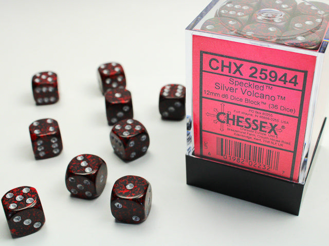 Speckled Silver Volcano 12mm d6 Dice Block (36 dice)