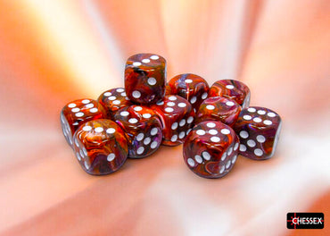 Festive Symphony/white 16mm d6 Dice Block (12 dice