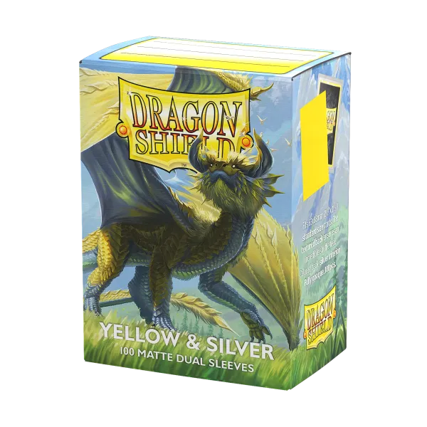 dragon shield sleeves dual matte yellow and silver 100ct