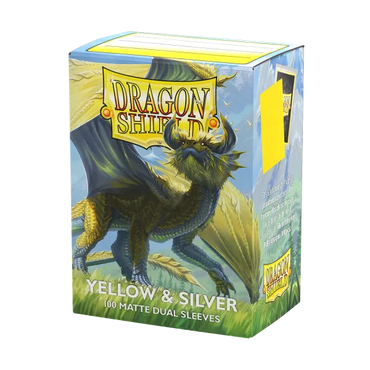 dragon shield sleeves dual matte yellow and silver 100ct