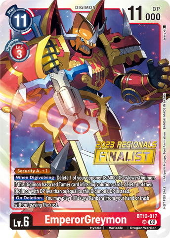 EmperorGreymon [BT12-017] (2023 Regionals Finalist) [Across Time]