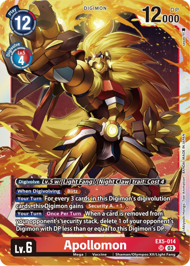 Digimon Animal Colosseum Super Rare Apollomon Ex5-014