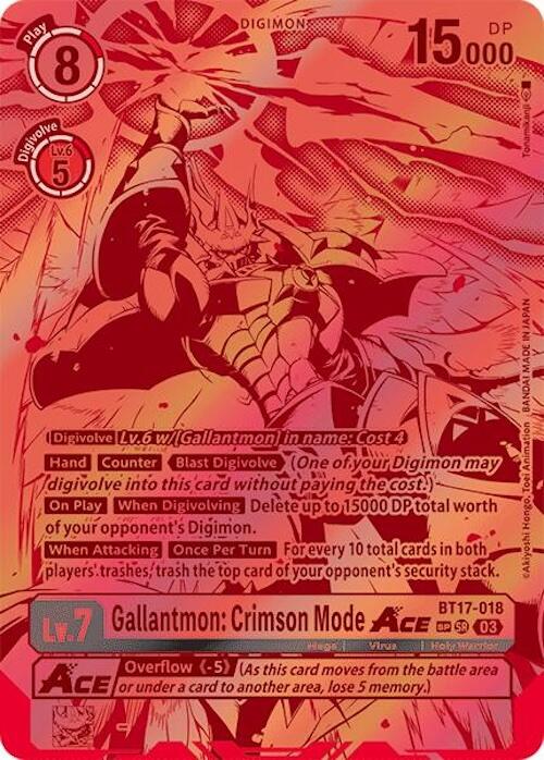 Gallantmon: Crimson Mode ACE [BT17-018] (Textured) [Secret Crisis]