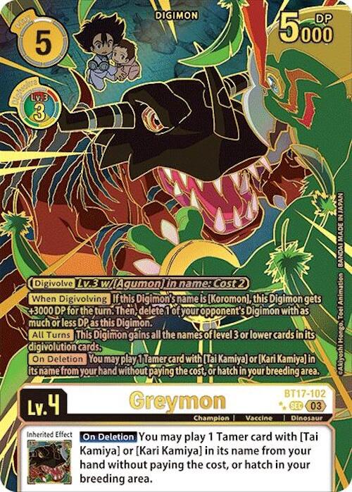greymon digimon card Greymon [BT17-102] (Left) (Textured) [Secret Crisis]