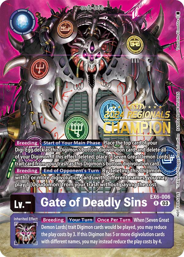 Gate of Deadly Sins [EX6-006] (2024 Regionals Champion) [Infernal Ascension]