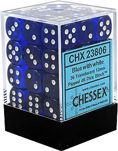 Translucent: 12mm D6 Blue/White (36)
