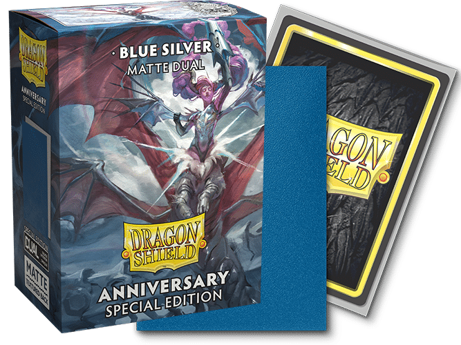 Dragon Shield Sleeves: Standard Matte Dual 25th Anniversary - Blue Silver 100CT