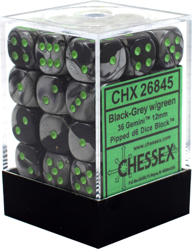 Gemini 5: 12mm D6 Black Gray/Green (36)