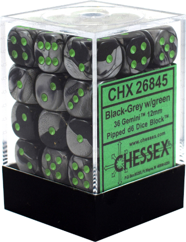 Gemini 5: 12mm D6 Black Gray/Green (36)
