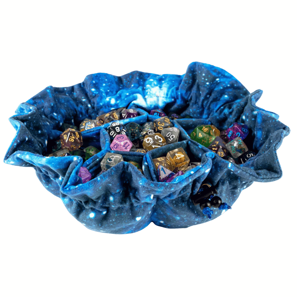 FanRoll: Velvet Compartment Dice Bag with Pockets - Galaxy