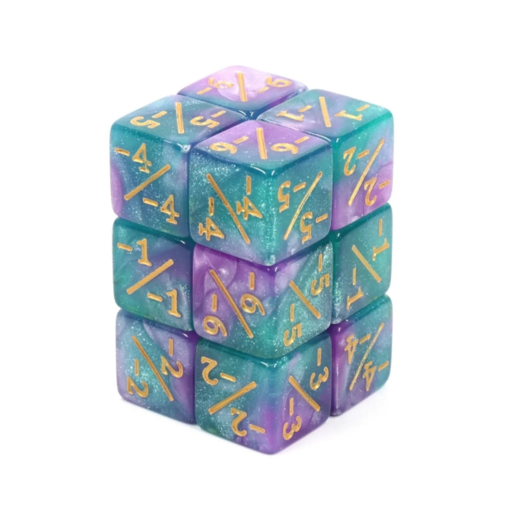 -1/-1 Light Blue & Purple Counter Dice for Magic- Set of 8