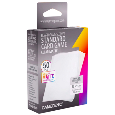 Gamegenic Board Game Sleeves: Clear Matte - Standard Card Game Size (50ct Box)
