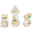 Peach Fruit Slice Inclusion Polyhedral Dice Set