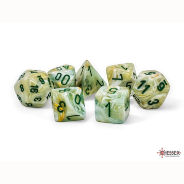 7CT MEGA-HEDRAL DICE SET: MARBLE GREEN WITH DARK GREEN