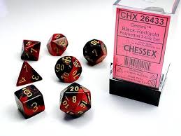 Gemini Black-Red/gold Polyhedral 7-Dice Set