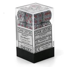 DICE Chessex Speckled GRANITE WHITE Block 12d6 Set 25720 GRAY GREY D&D