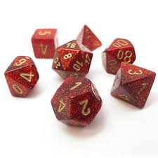 Glitter Ruby/gold Polyhedral 7-Dice Set
