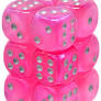 d6 Cube 16mm Borealis Luminary Pink with Silver (12)