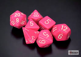 Chessex Dice: Opaque Polyhedral Pink/ White (7)