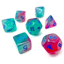 Gemini Gel Green-Pink/blue Luminary Polyhedral 7-Dice Set