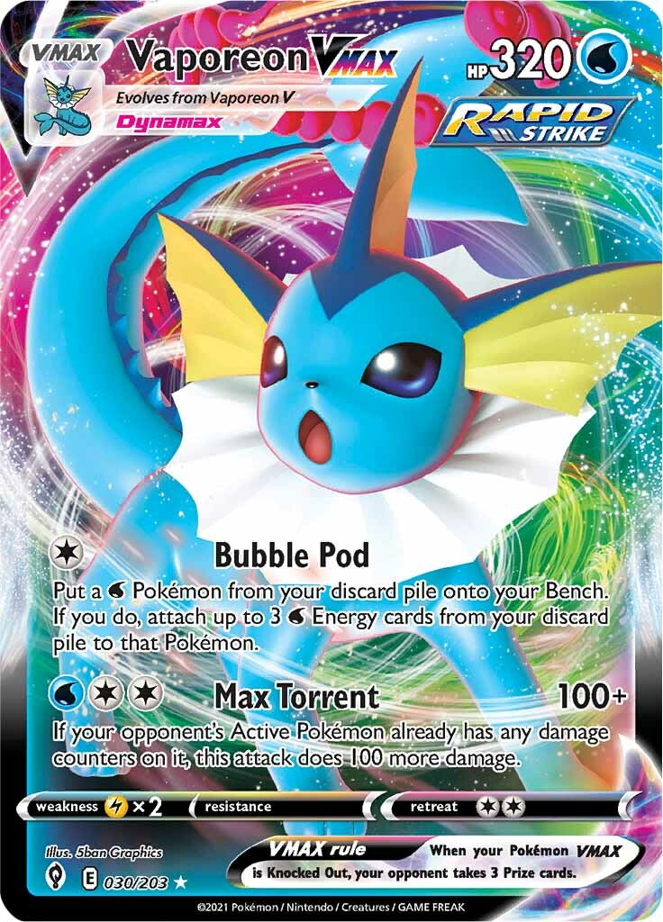 Pokémon TCG Vaporeon Vmax Swsh182 Alternate Art Promo | eBay