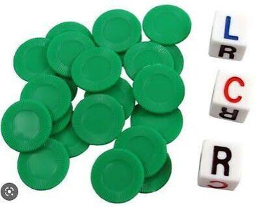 LCR Left Right Center Travel Dice Game (green)