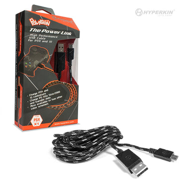 Hyperkin Polygon Braided Micro Charge Cable For PS4/ Xbox One/ PS Vita Black/ Gr