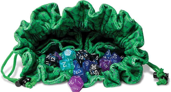 FanRoll: Velvet Compartment Dice Bag - Green Dragon Scales