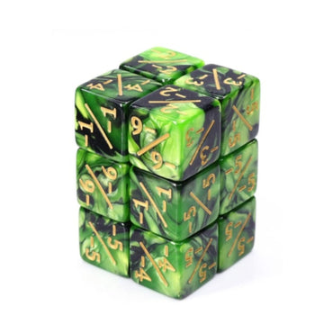 -1/-1 Green & Black Counter Dice for Magic- Set of 8