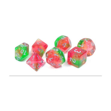 Sirius Dice Poly Set - Glowworm Lotus w/Silver(7) New