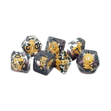 Old School Dice Dice Poly Set Brown Squirrel w/Black (7) New