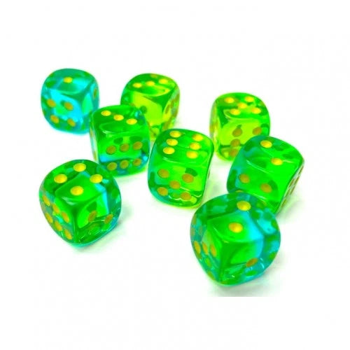 Dice - 12Mm - Gemini Translucent Green-Teal/Yellow (Dice Set 36 X W6)