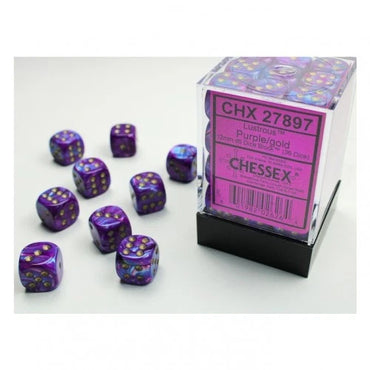 Dice - 12Mm - Lustrous Purple/Gold (Dice Set 36 X W6