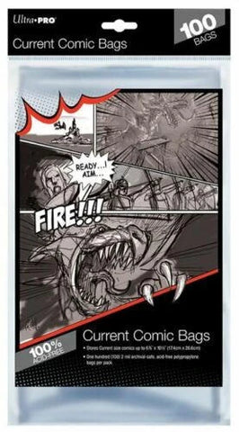 Ultra Pro Current Size Comic Book Bags Acid Free 6-7/8" X 10-1/2 (100 Count Pack)