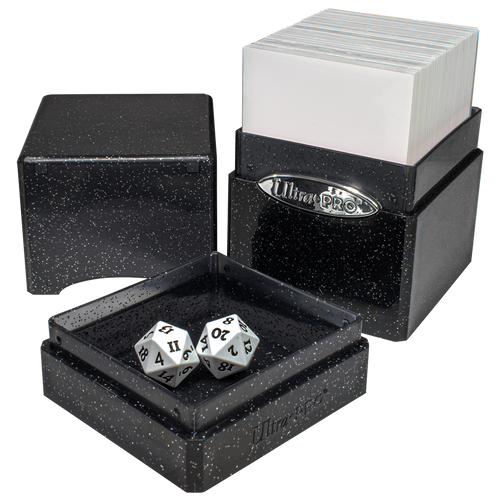 Glitter Satin Tower Deck Box - Black