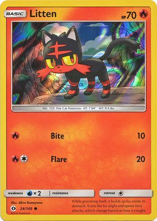 Litten (24/149) (Water Web Holo) [Sun & Moon: Base Set]