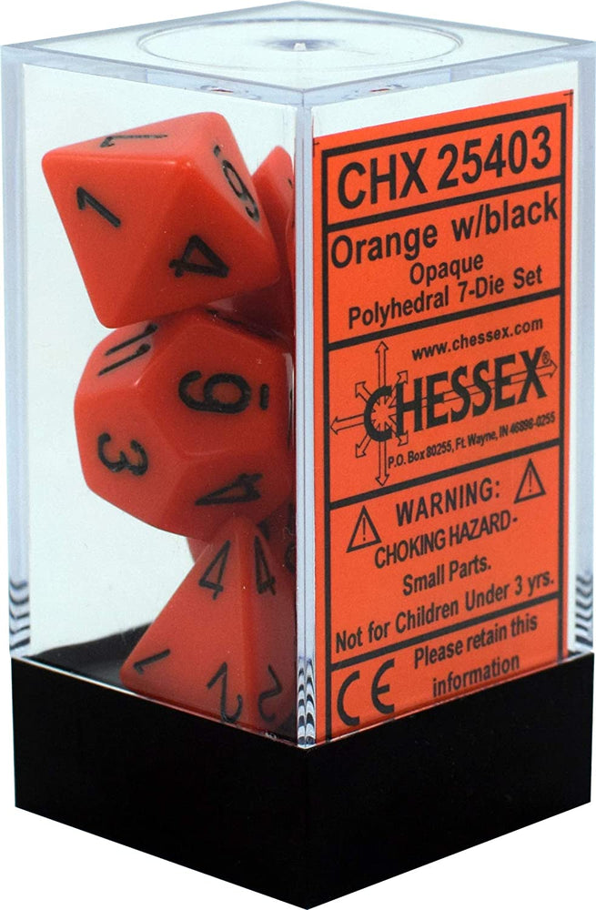 Chessex Opaque Orange/Black 7 Die Set