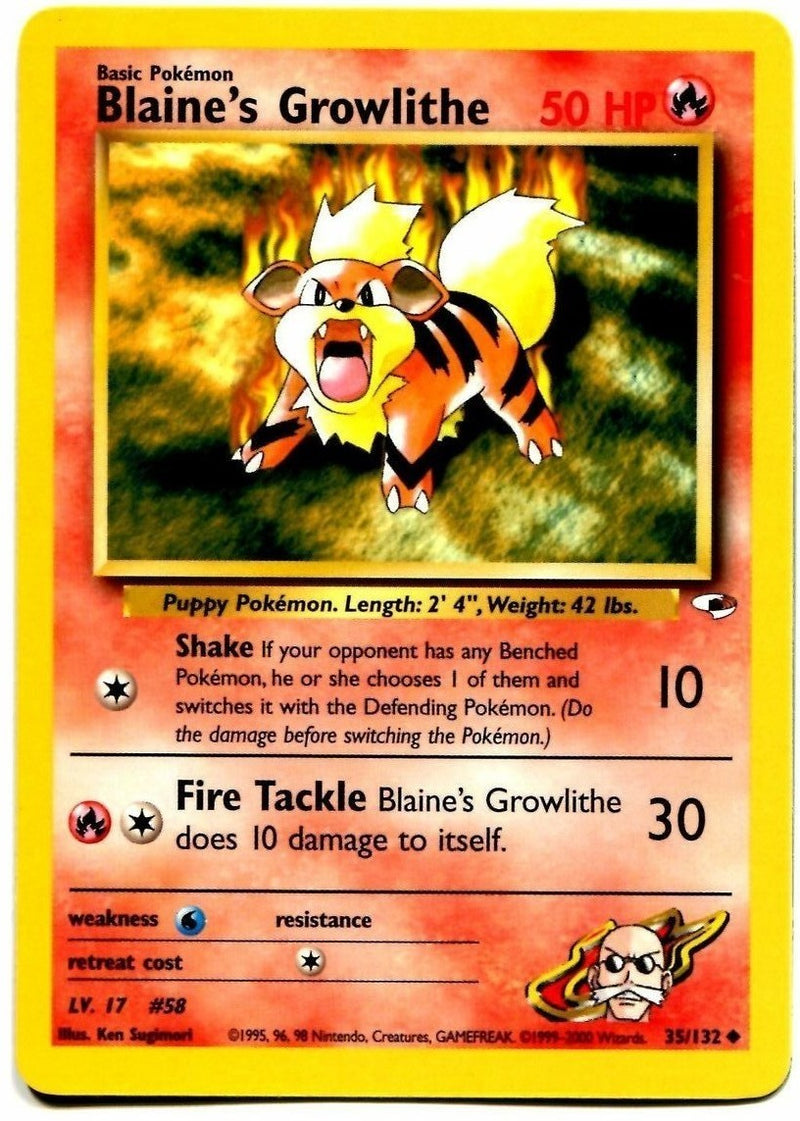 blaine's growlithe pokemon card value Blaines If heads Blaine's Growlithe Lv.20 No.058 OLD
