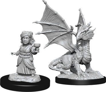 Dungeons & Dragons Nolzur`s Marvelous Unpainted Miniatures: W13 Silver Dragon Wyrmling & Female Halfling