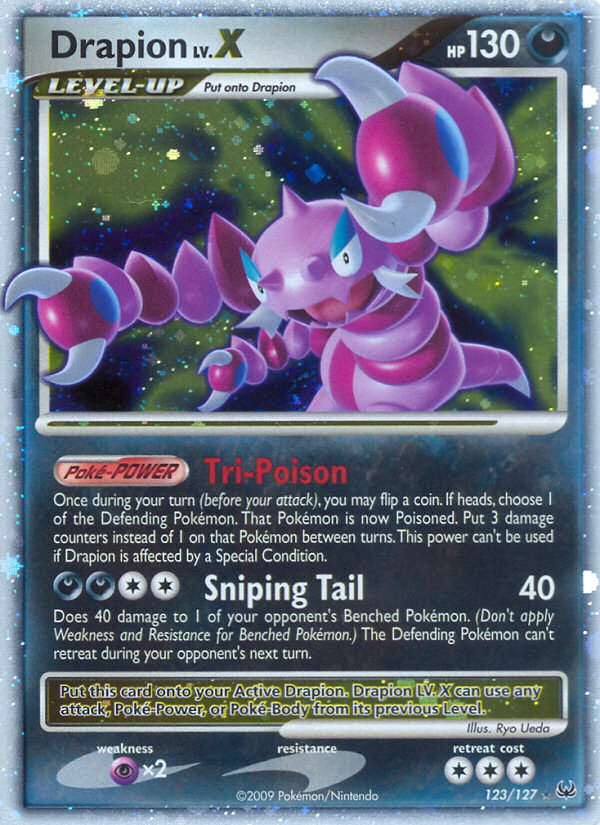 lvl x pokemon cards Drapion LV.X (123/127) [Platinum: Base Set]