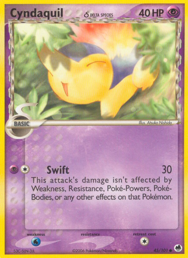 pokemon cards cyndaquil Card Credit Card Skin Retreat Cost Cyndaquil (Wisdom of Sea and