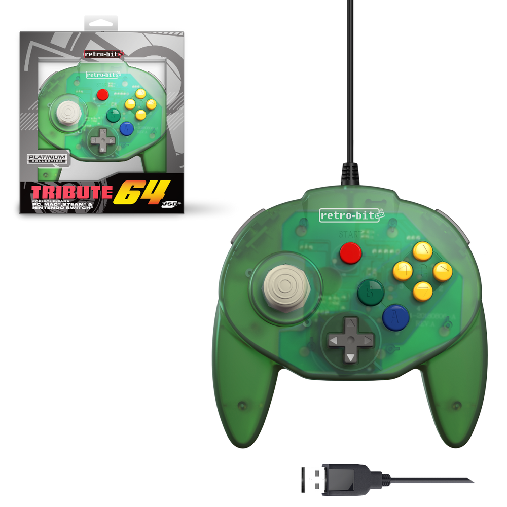 Retro-Bit Tribute 64 USB Controller Green
