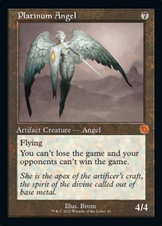 retro mtg cards Magic The Gathering The Brothers' War Retro Artifacts Mythic Rare Platinum Angel #41 [Retro Frame]