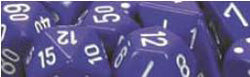 7CT OPAQUE POLY PURPLE/WHITE DICE SET